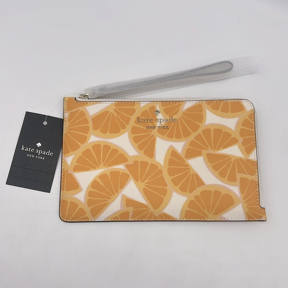 Kate Spade Staci Orange Toss Medium L-Zip Wristlet Multi